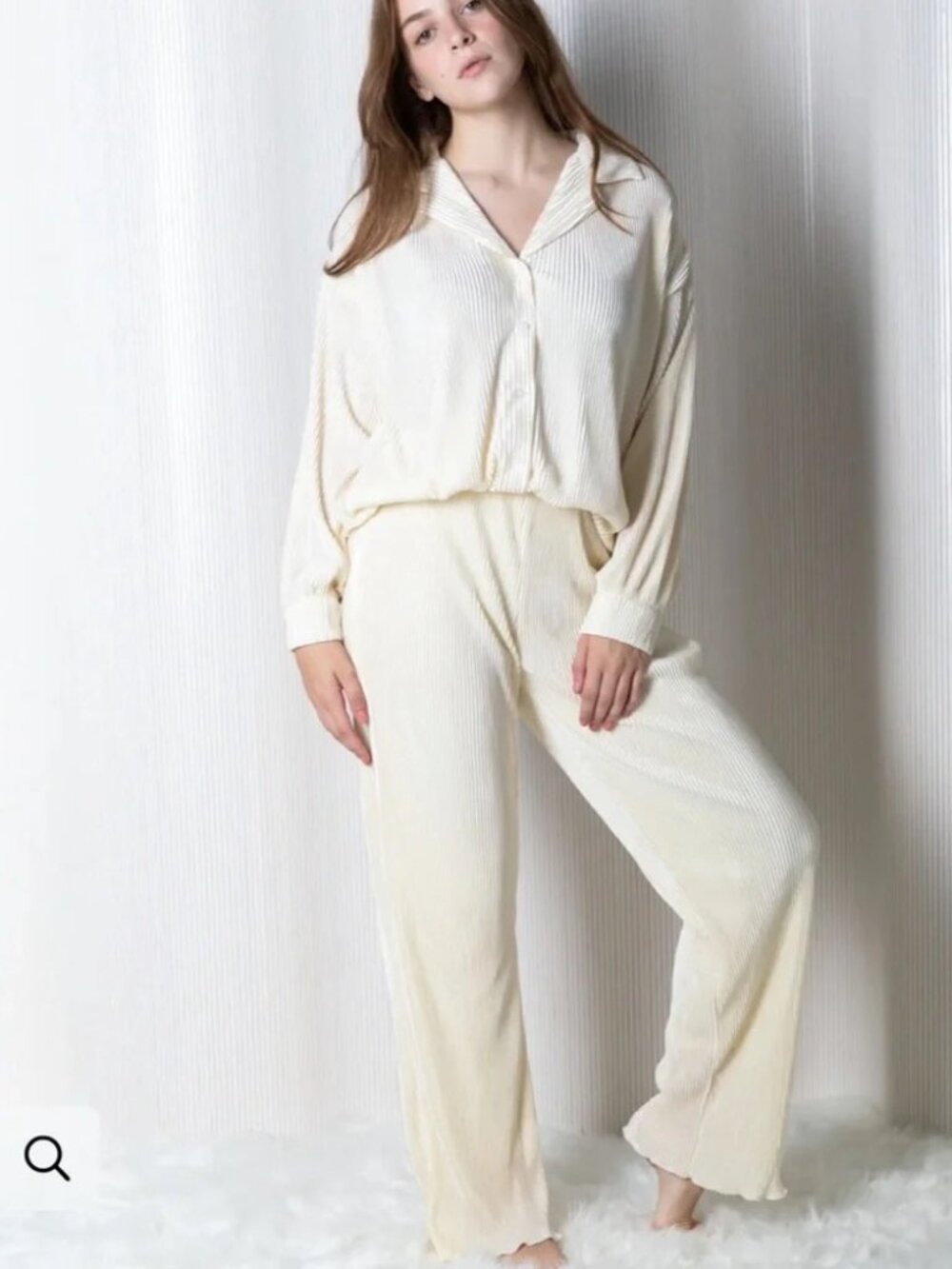 NEW NWT Waverles Small Pleated Bridal Pajama Set Ivory